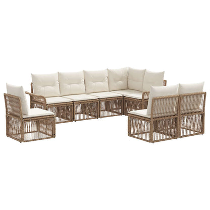Tuinbankenset 8 pcs Beige poly rattan