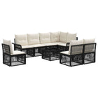 Garden Bench Set 9 pcs Black poly rattan