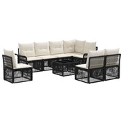 Tuinset poly rattan 9-delig zwart