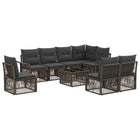 Garden Lounge Set 9 pcs Grey poly rattan
