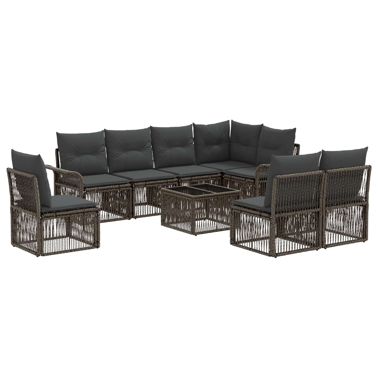 Tuinbankenset 9 pcs Grijs poly rattan