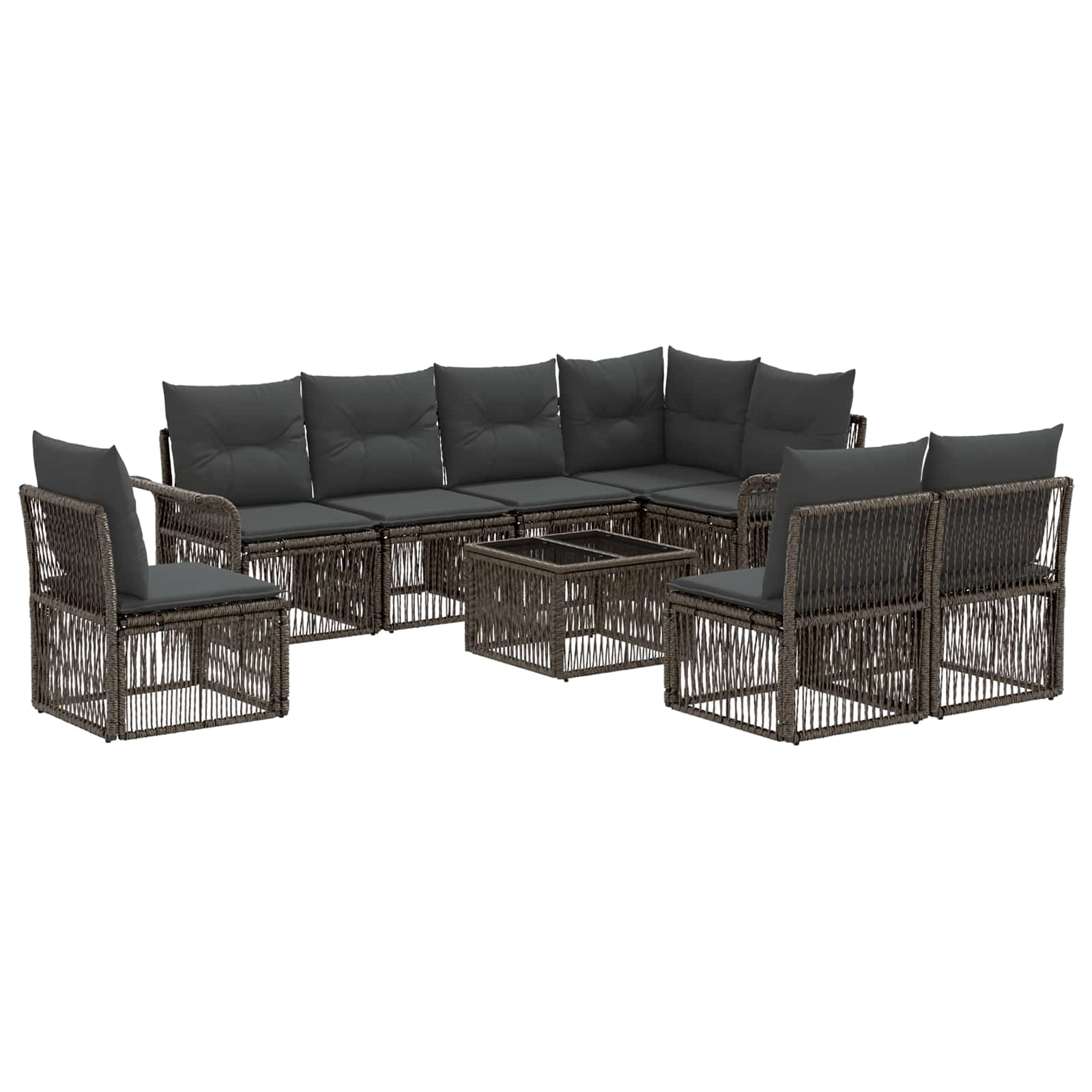 Tuinbankenset 9 pcs Grijs poly rattan
