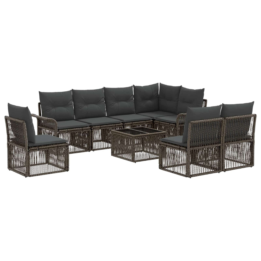 Tuinbankenset 9 pcs Grijs poly rattan