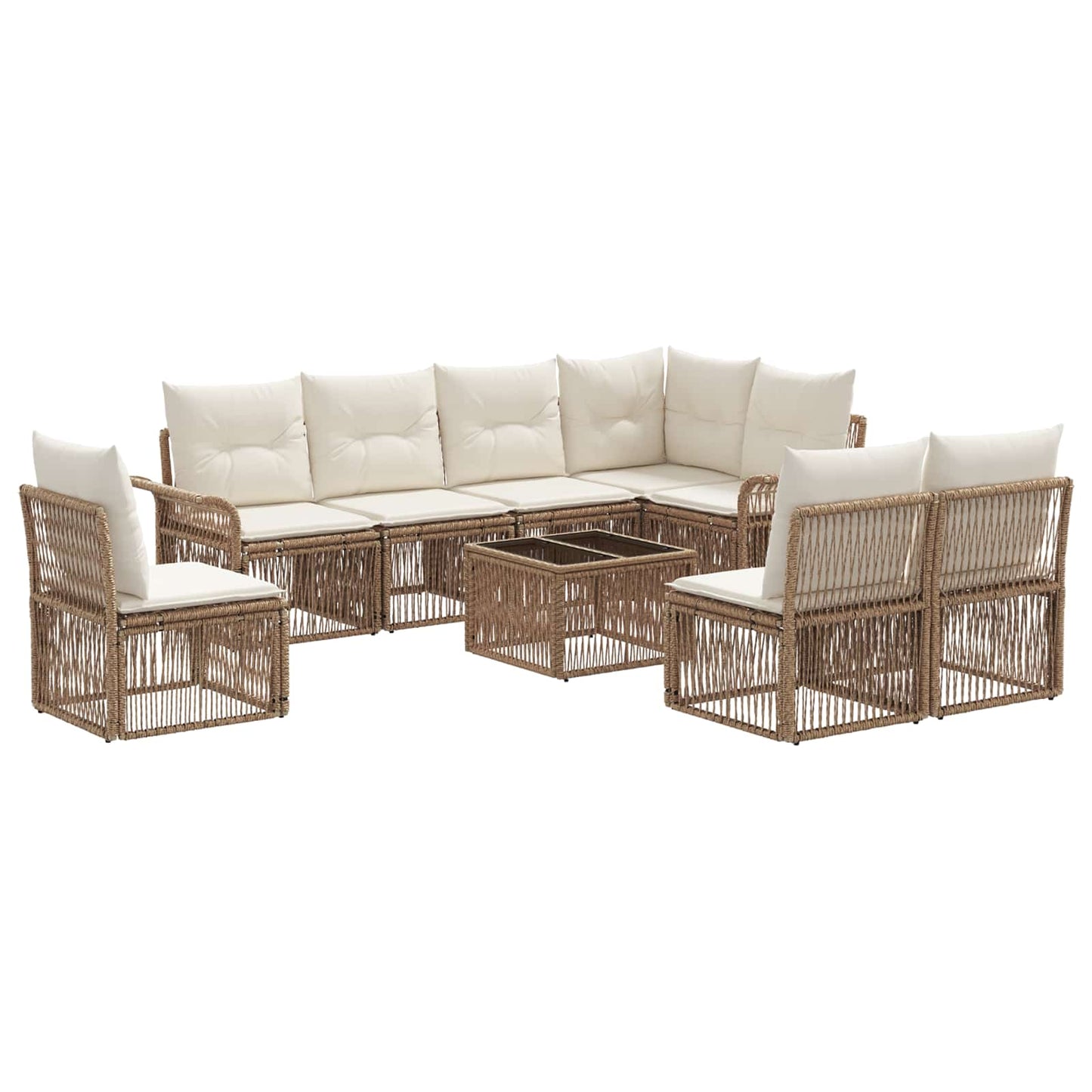 Tuinbankenset 9 pcs Beige poly rattan