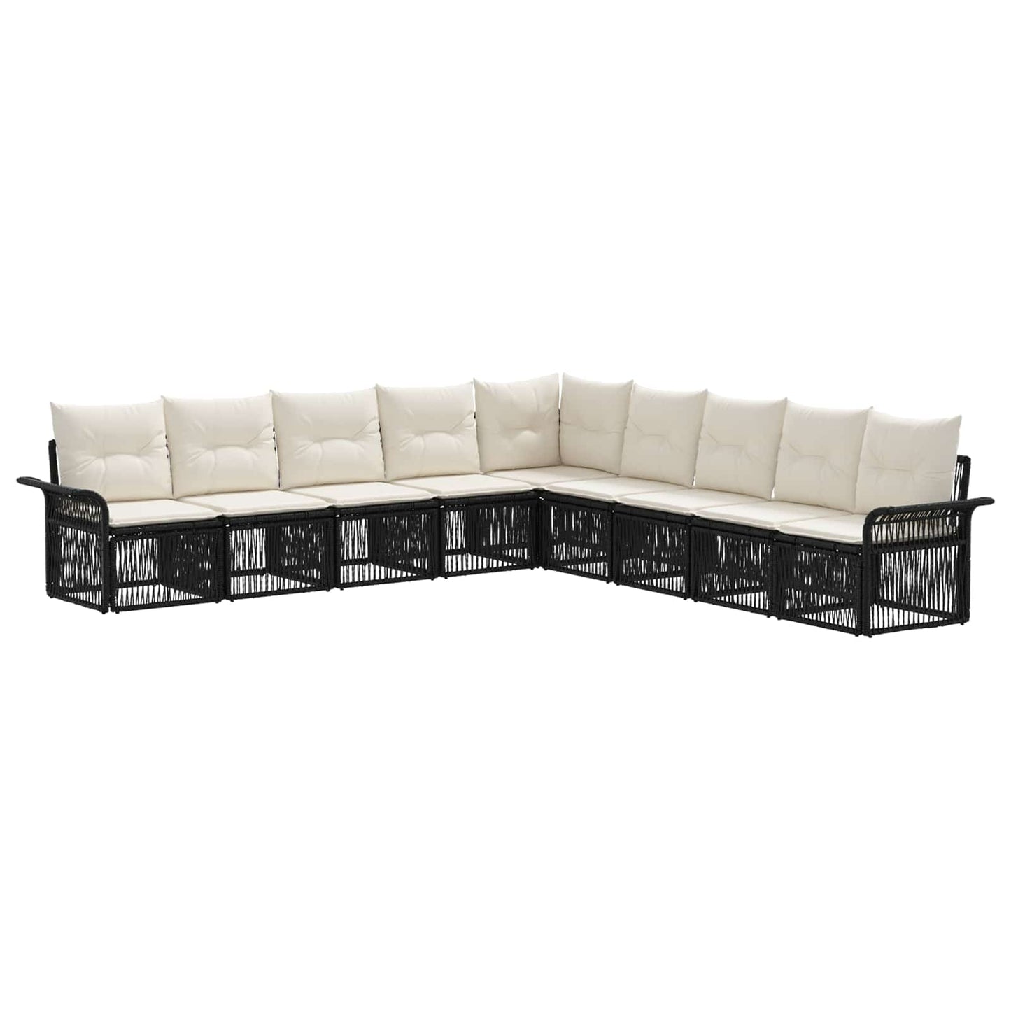 Tuinbankenset 9 pcs Zwart poly rattan