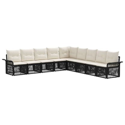 Tuinbankenset 9 pcs Zwart poly rattan