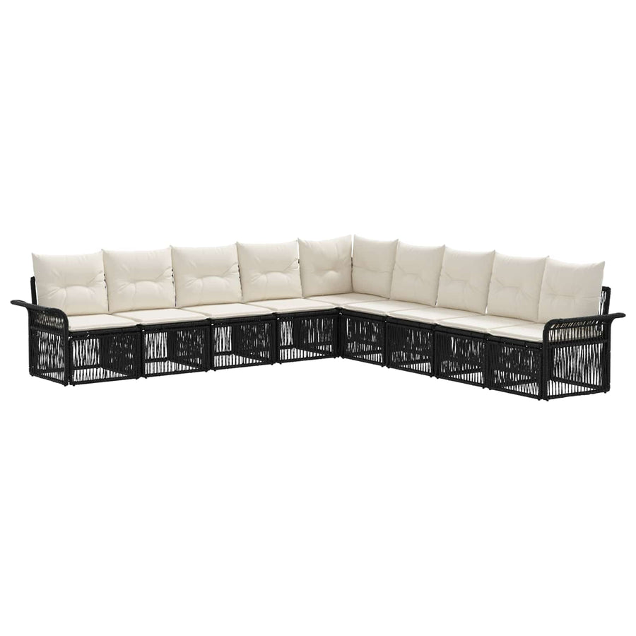 Tuinbankenset 9 pcs Zwart poly rattan