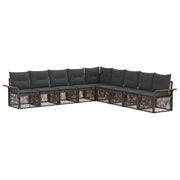 Tuinbankenset 9-delig poly rattan grijs