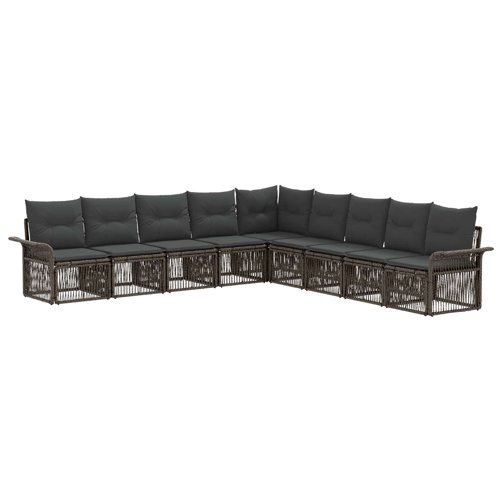 Tuinbankenset 9 pcs Grijs poly rattan