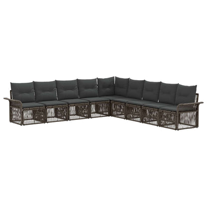 Tuinbankenset 9 pcs Grijs poly rattan