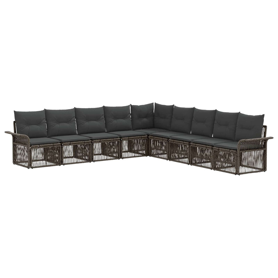 Tuinbankenset 9 pcs Grijs poly rattan