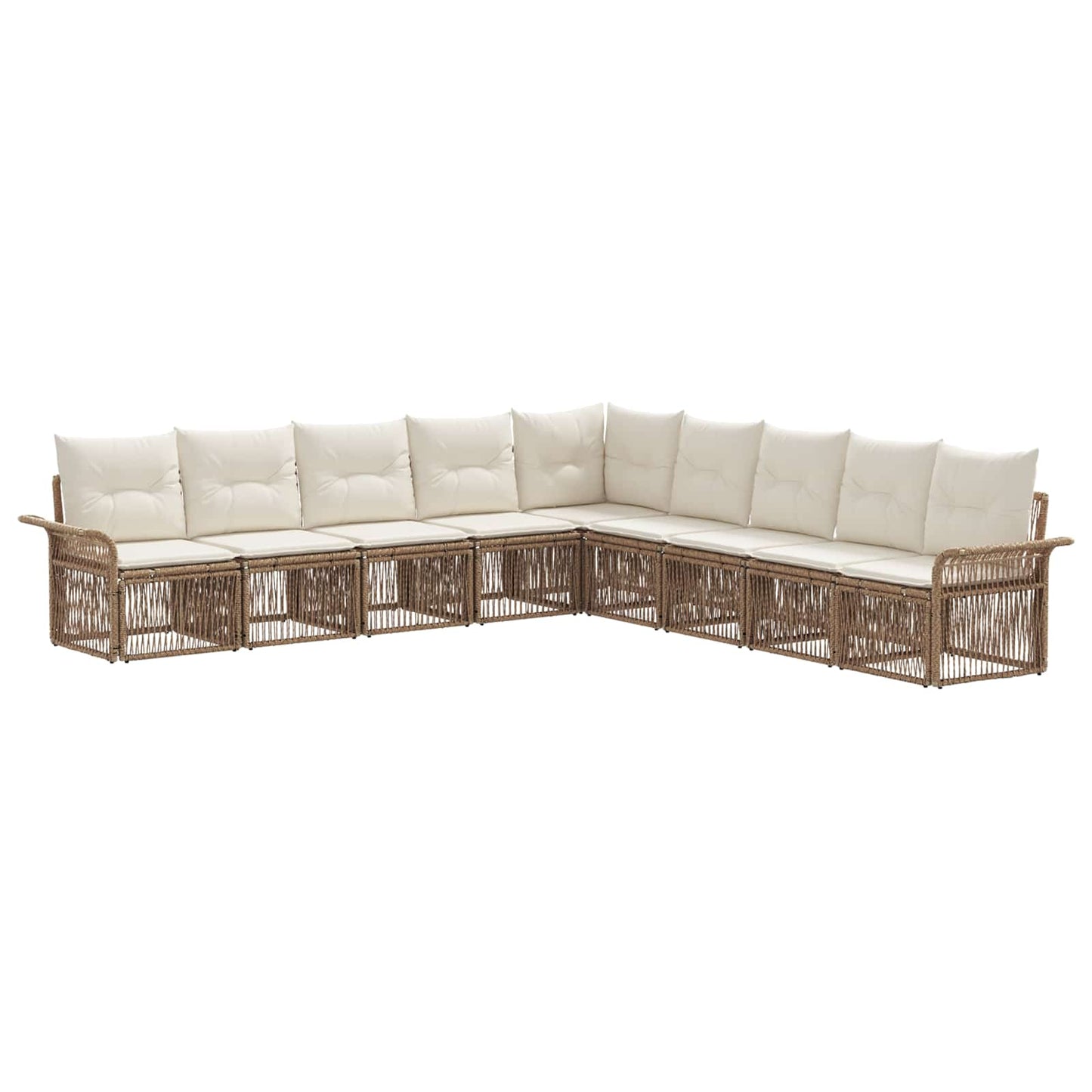 Tuinbankenset 9 pcs Beige poly rattan