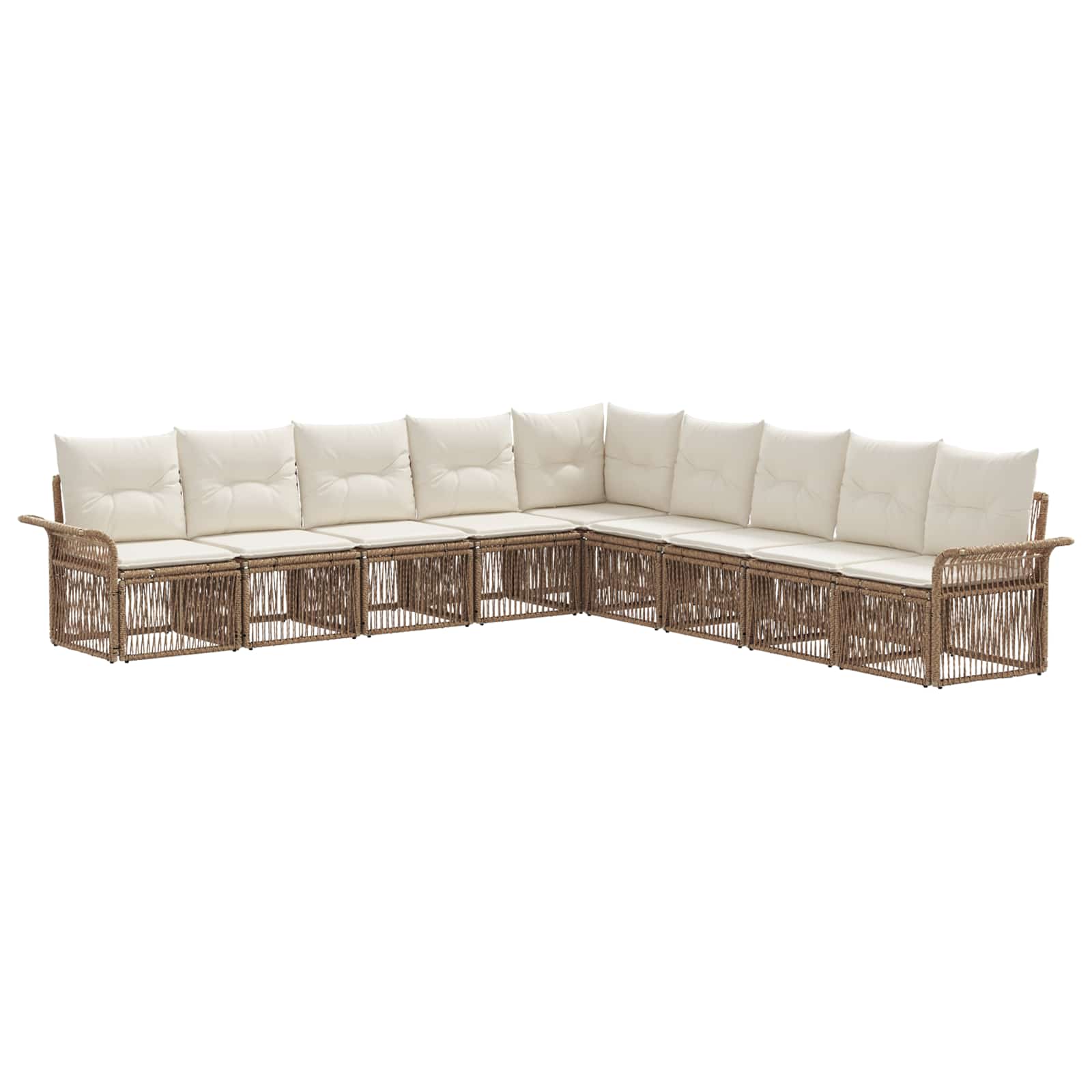 Tuinbankenset 9 pcs Beige poly rattan