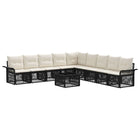 Garden bench set 10 pcs Black poly rattan