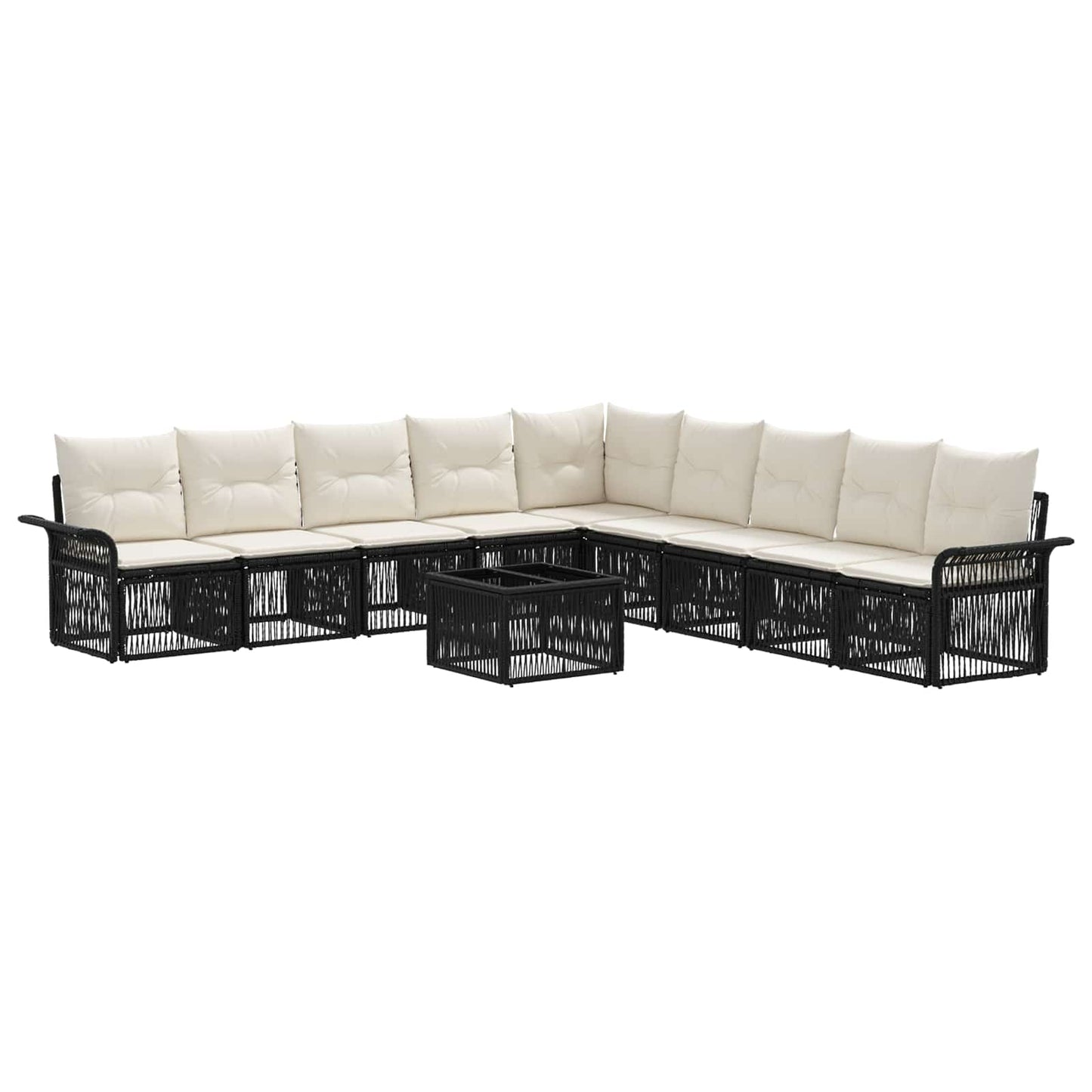 Tuinbankenset 10 pcs Zwart poly rattan