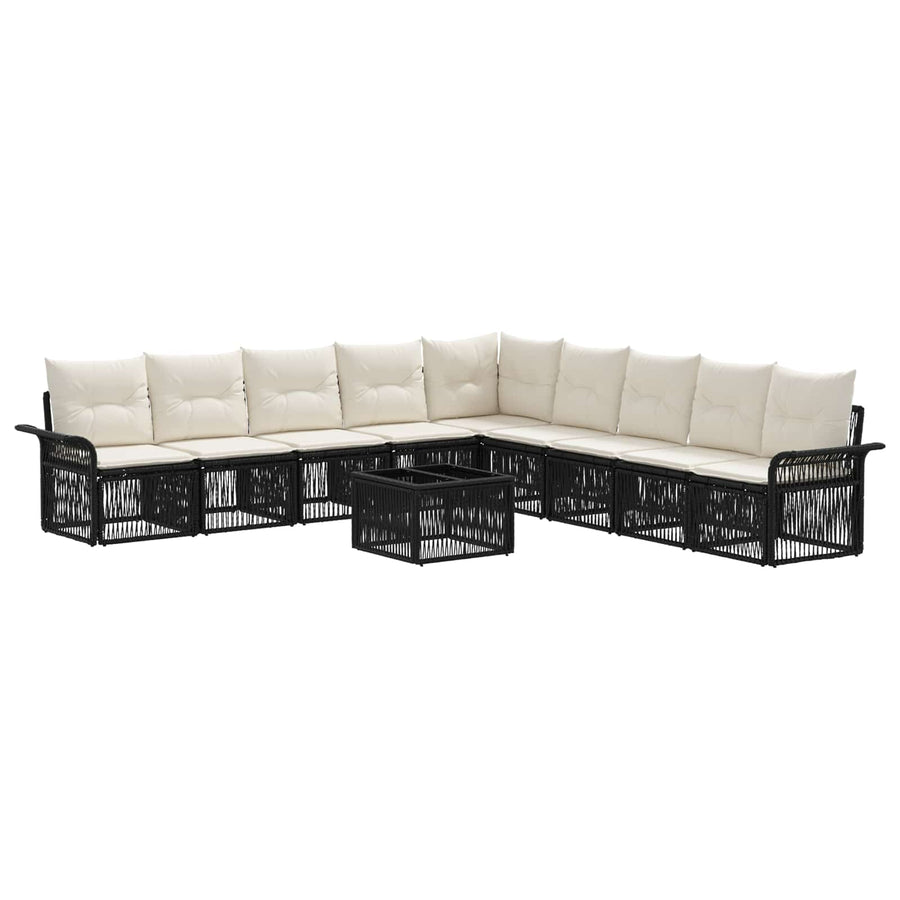 Tuinbankenset 10 pcs Zwart poly rattan
