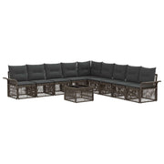 Tuinset poly rattan grijs 10-delig