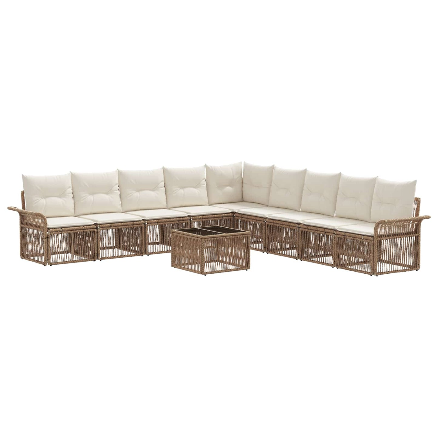 Tuinbankenset 10 pcs Beige poly rattan
