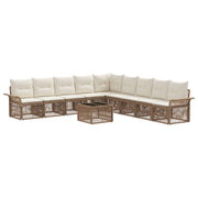Tuinbankenset poly rattan beige 11 zitplaatsen