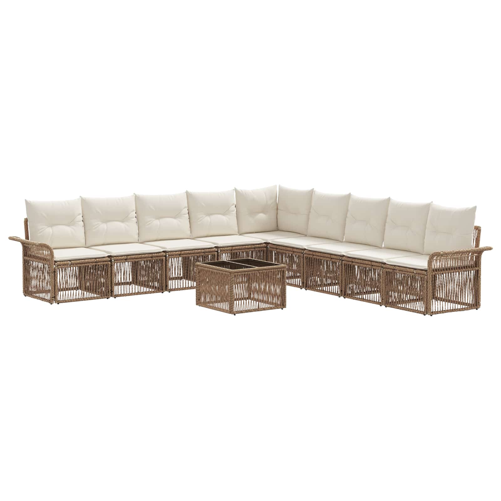 Tuinbankenset 10 pcs Beige poly rattan
