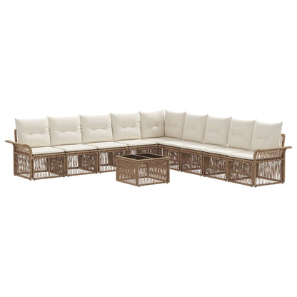 Tuinbankenset 10 pcs Beige poly rattan