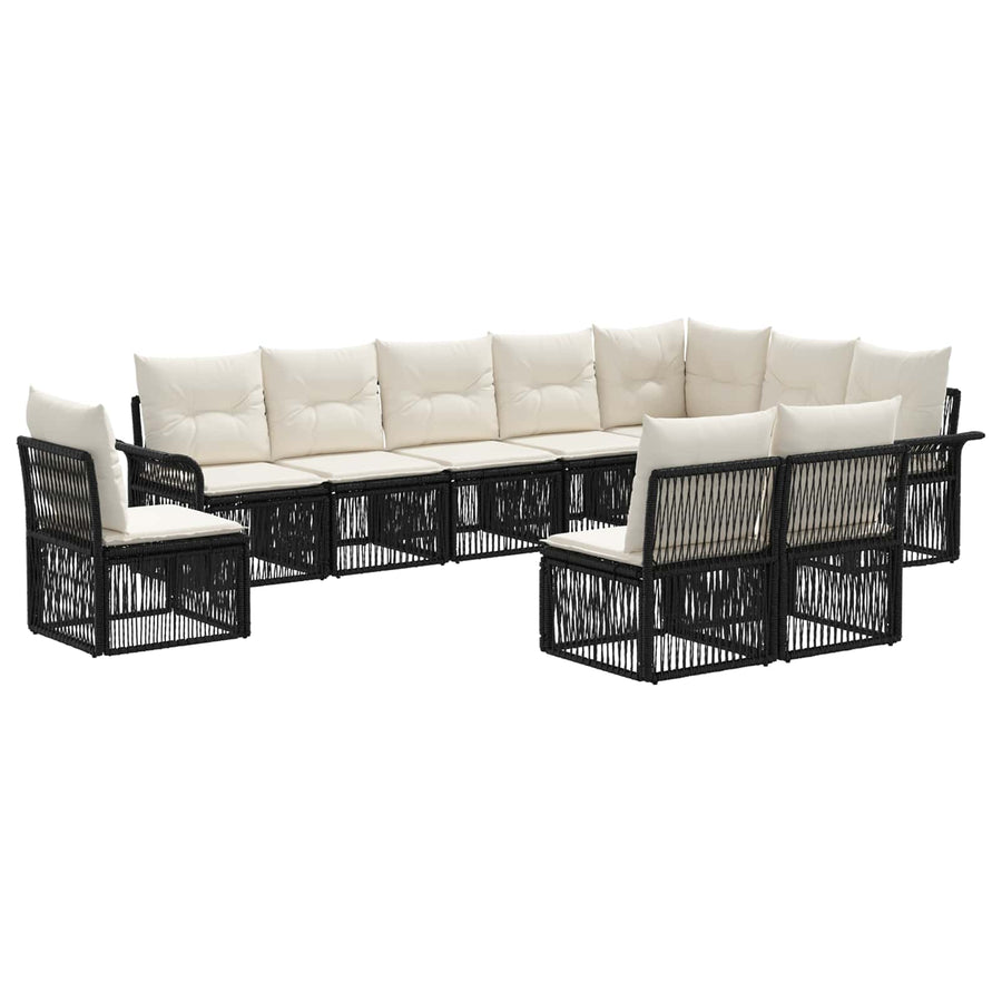 Tuinbankenset 10 pcs Zwart poly rattan