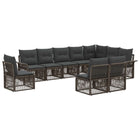 Tuinbankenset poly rattan grijs 10-delig