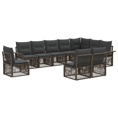 Tuinbankenset 10 pcs Grijs poly rattan