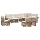 Tuinbankenset poly rattan beige 10 zitplaatsen modulair