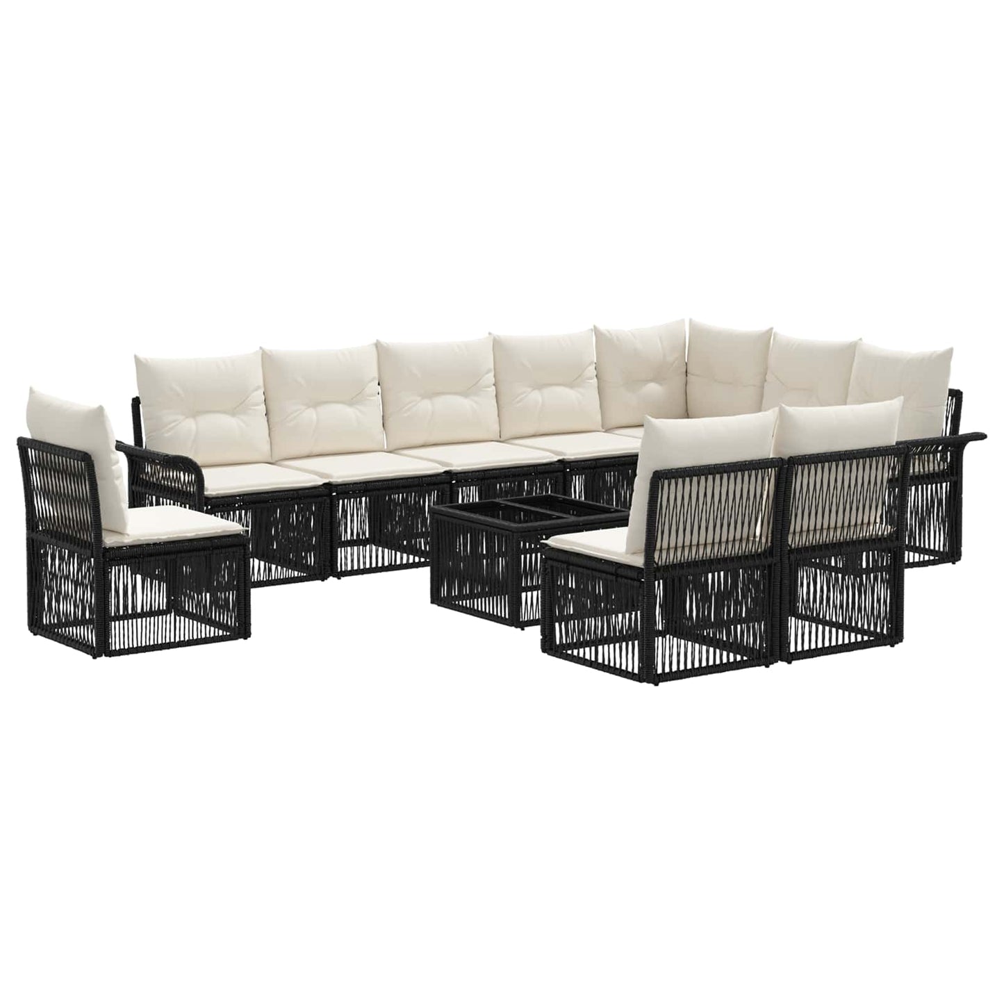 Tuinbankenset 11 pcs Zwart poly rattan