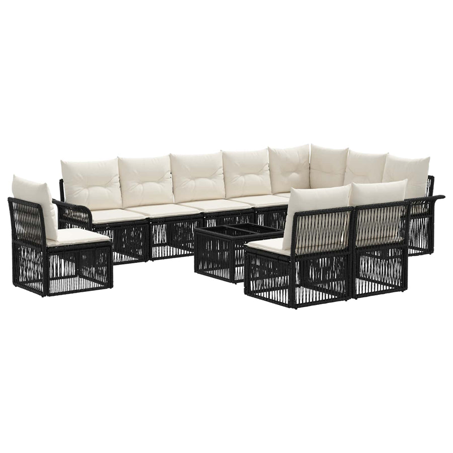 Tuinbankenset 11 pcs Zwart poly rattan