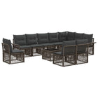 Garden bench set 11 pcs Grey poly rattan