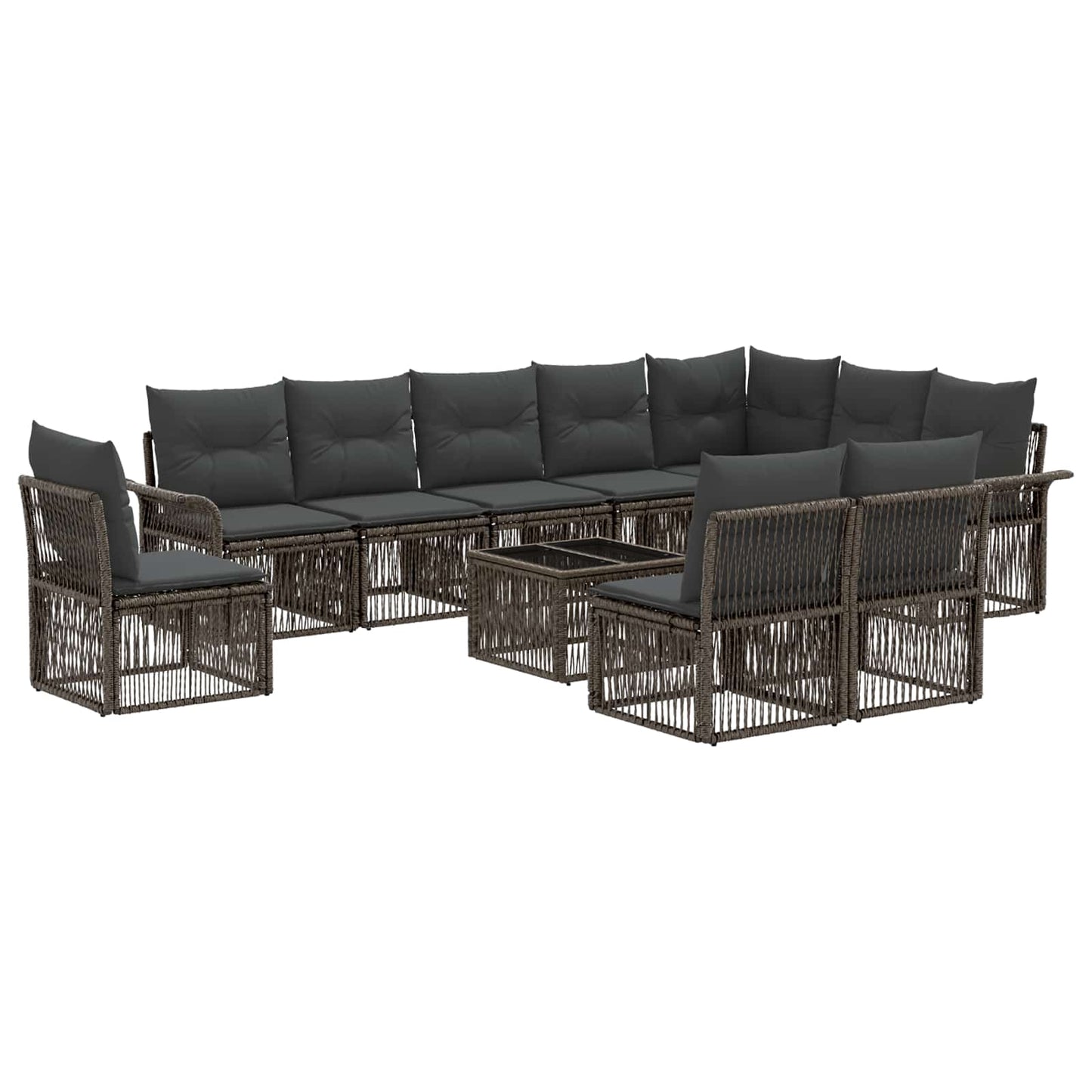 Tuinbankenset 11 pcs Grijs poly rattan