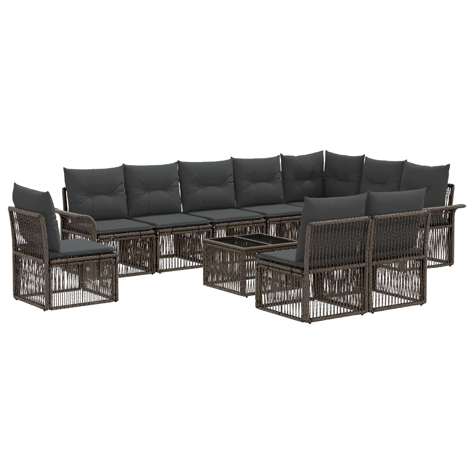 Tuinbankenset 11 pcs Grijs poly rattan