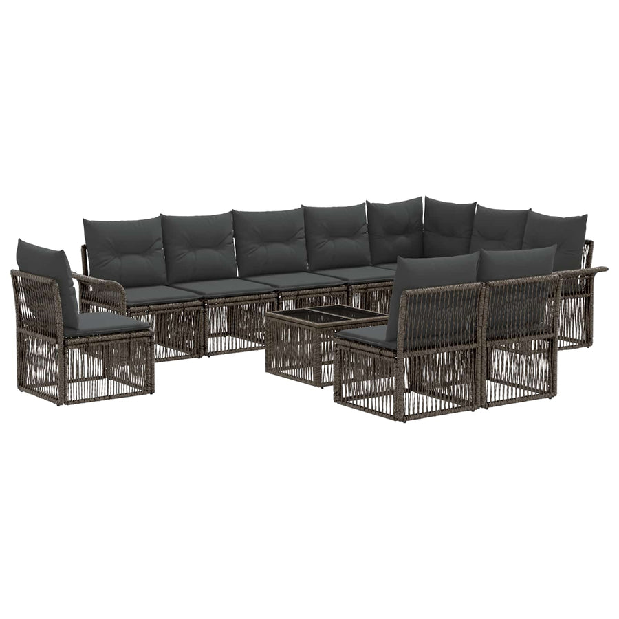 Tuinbankenset 11 pcs Grijs poly rattan