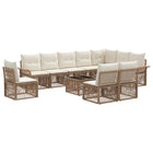 Garden bench set 11 pcs Beige poly rattan