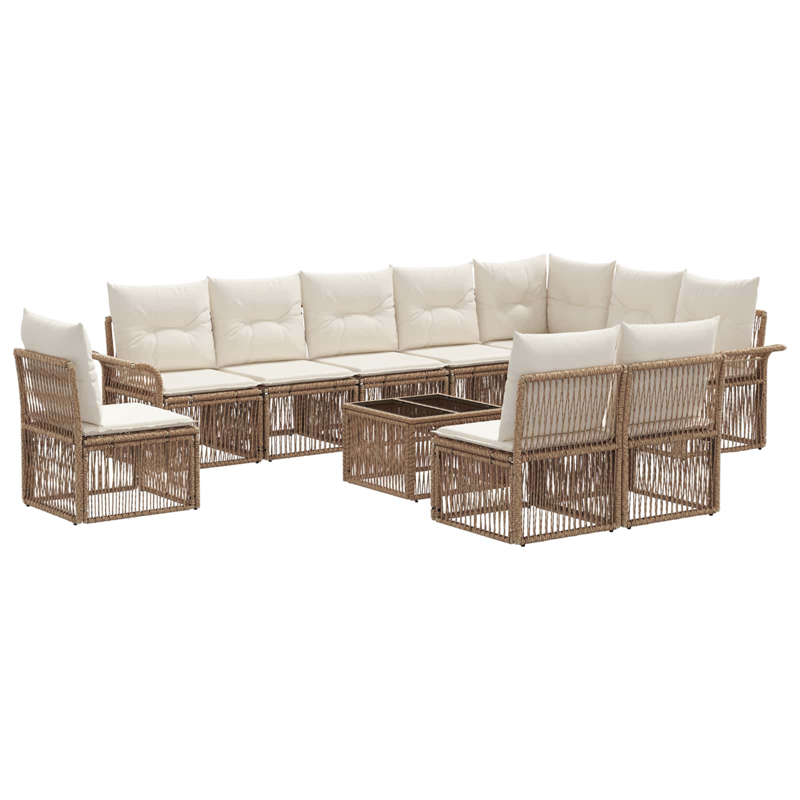 Tuinbankenset 11 pcs Beige poly rattan