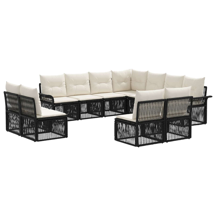 Tuinbankenset 11 pcs Zwart poly rattan