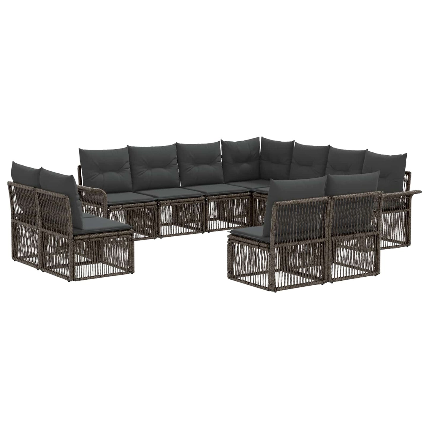 Tuinbankenset 11 pcs Grijs poly rattan