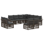 Tuinbankenset poly rattan grijs 11-delig