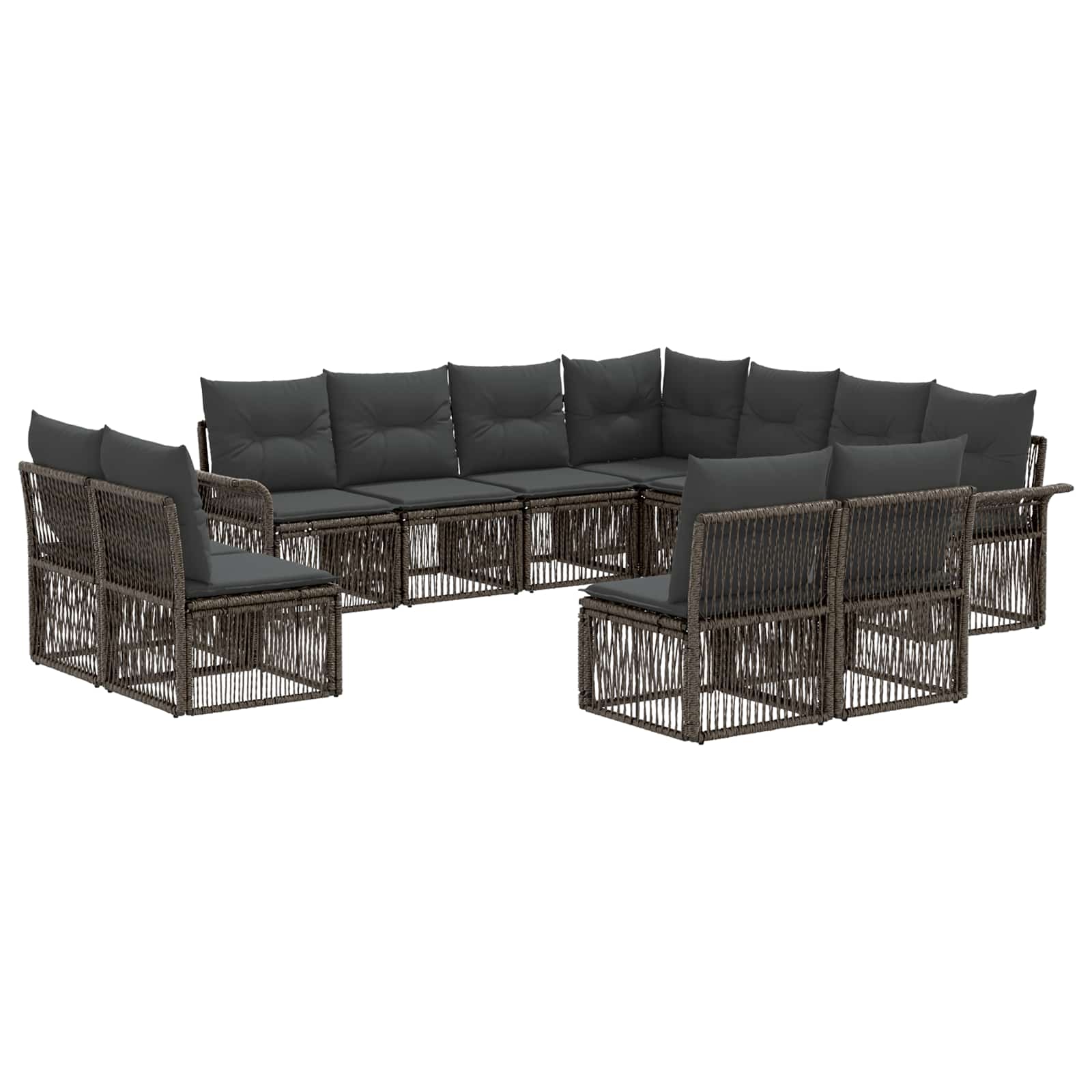 Tuinbankenset 11 pcs Grijs poly rattan
