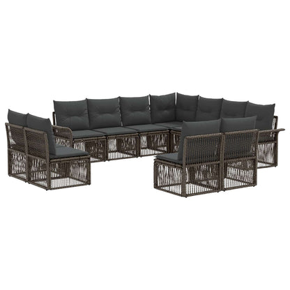 Tuinbankenset 11 pcs Grijs poly rattan