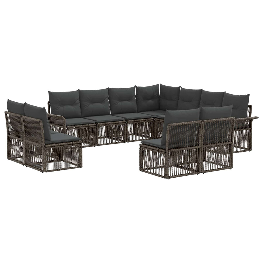 Tuinbankenset 11 pcs Grijs poly rattan