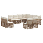 Tuinbankenset 11-delig poly rattan beige