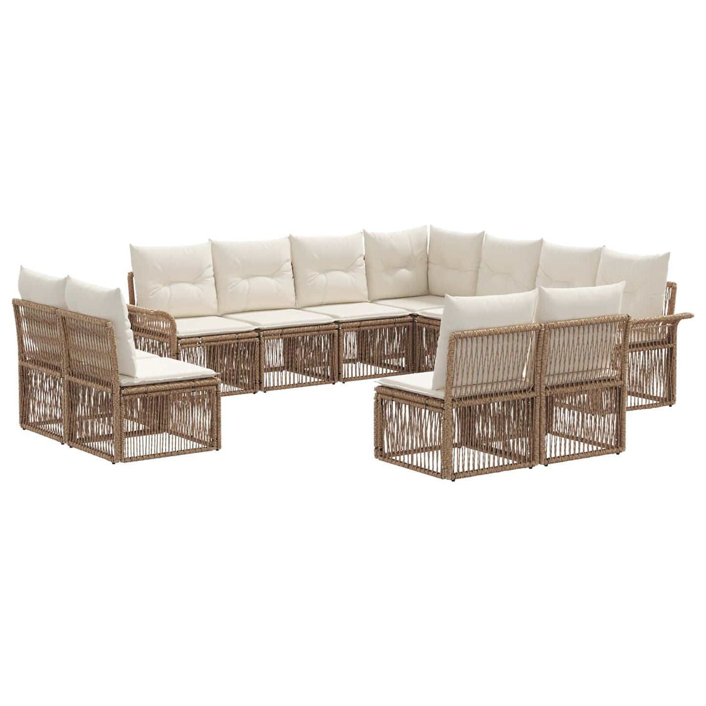 Tuinbankenset 11 pcs Beige poly rattan