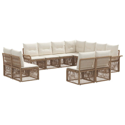 Tuinbankenset 11 pcs Beige poly rattan