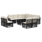 Garden lounge set 12 pcs Black poly rattan