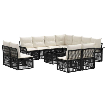 Tuinbankenset 12 pcs Zwart poly rattan