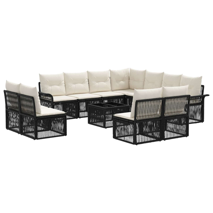 Tuinbankenset 12 pcs Zwart poly rattan