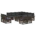 Garden Bench Set 12 pcs Grey poly rattan